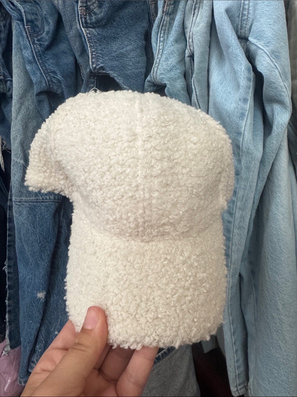 Cozy Sherpa Baseball Cap - White